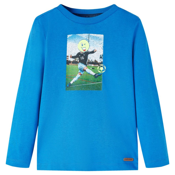 Camiseta niños manga larga estampado jugador fútbol azul cobalto 140 D