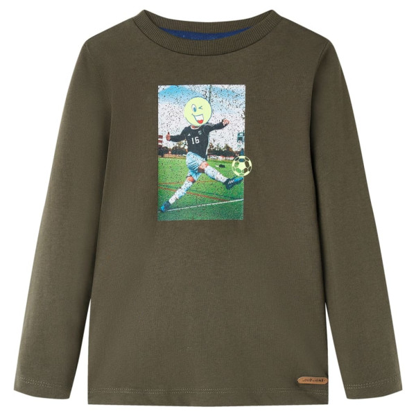 Camiseta de niños con manga larga estampado jugador fútbol caqui 140 D