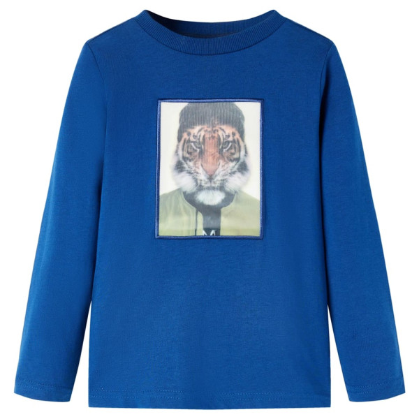 T-shirt de crianças de manga comprida com tigre azul escuro 116 D