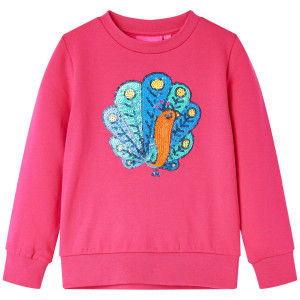 Sudadera niños con diseño pavo real de lentejuelas rosa chillón 104 D