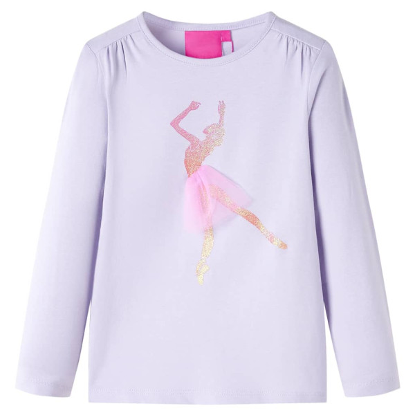 Camiseta para niños de manga larga estampado bailarina lila claro 104 D