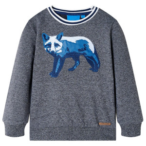 Sudadera para niños con estampado de zorro azul marino mélange 104 D