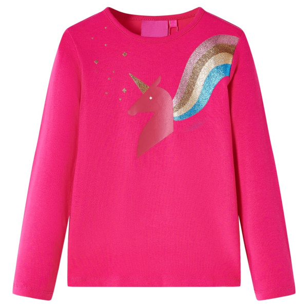 Camiseta de niños de manga larga diseño unicornio rosa brillante 140 D