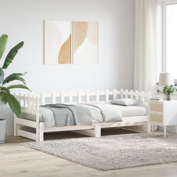 Sofá cama removível madeira maciça de pinho branco 2x(90x190) cm D
