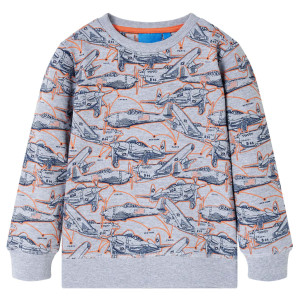 Sudadera para niños con estampado de aviones gris oscuro mélange 140 D