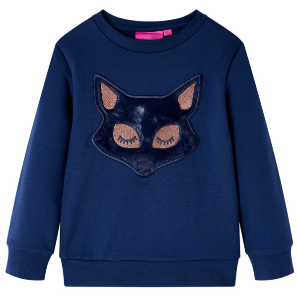 Sudadera para niños con diseño de zorro peludo azul marino 128 D