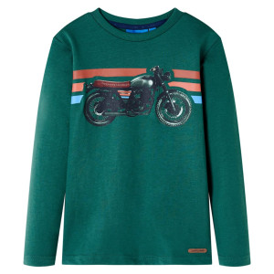 Camiseta de manga comprida para crianças com motocicleta verde 92 D