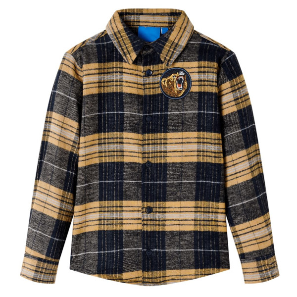 Camisa de niño de cuadros amarillo y negro 128 D