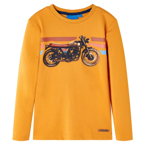 Crianças t-shirt manga longa com ochre 92 motocicleta impressão D