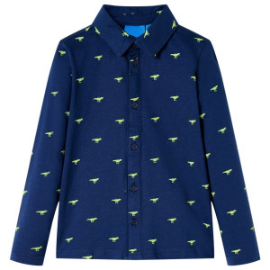 Camisa infantil com estampa de dinossauro azul marinho 92 D