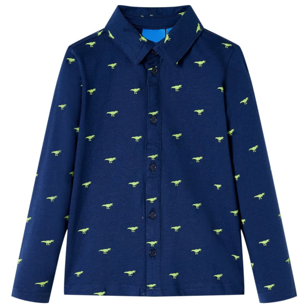 Camisa de niño con estampado de dinosaurios azul marino 104 D