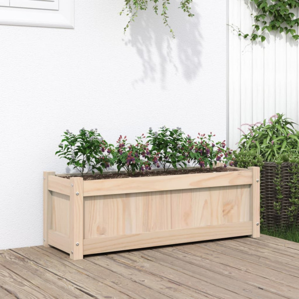 Jardinera de madera maciza de pino 90x31x31 cm D