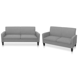 Conjunto de sofás de 2 piezas tela gris claro D