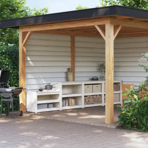 Mobiliário de cozinha exterior de madeira maciça de pinho branco D