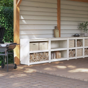 Mobiliário de cozinha exterior 2 pcs madeira maciça pinheiro branco D