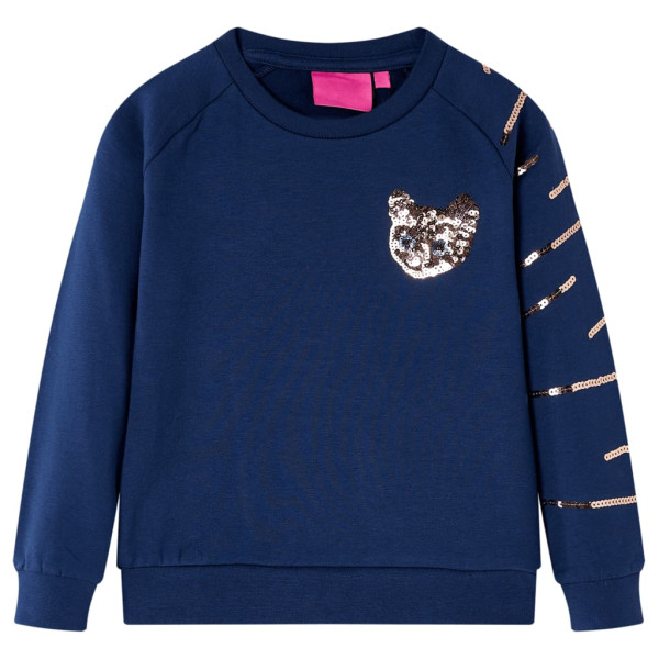 Sudadera para niños con gato de lentejuelas azul marino 116 D