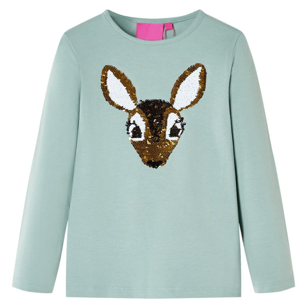 T-shirt de crianças longa lentil deer meia menta 128 D