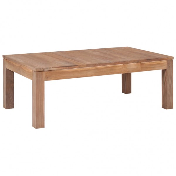 Mesa de centro madeira teca maciça acabamento natural 110x60x40 cm D