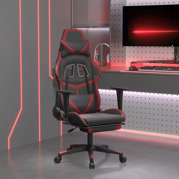 Cadeira de massagem gaming suporte de pés pele sintética preto vermelho vermelho D