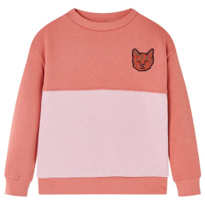 Camiseta para crianças cor bloco desenho gato cor rosa 104 D