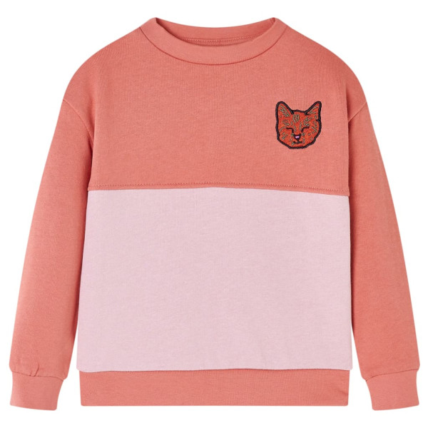 Sudadera para niños bloque de colores dibujo de gato color rosa 128 D