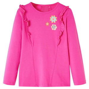 Camiseta para niños de manga larga estampado de flores rosa oscuro 92 D