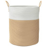 Cesta de almacenaje algodón beige y blanco Ø38x46 cm 4