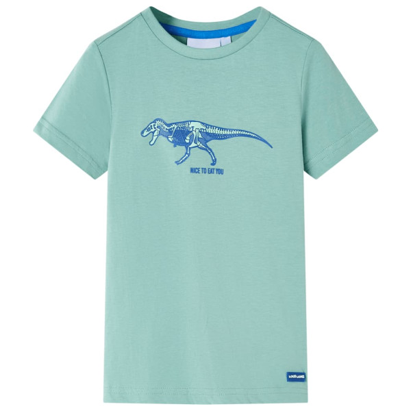 Camiseta para niños con estampado de dinosaurio caqui claro 140 D