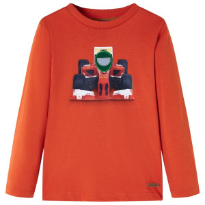 Camiseta niños manga larga estampado coche carreras naranja 128 D