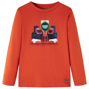 Camiseta niños manga larga estampado coche carreras naranja 104 D