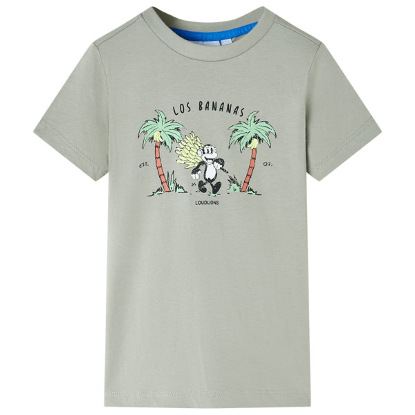 Camiseta para niños con estampado de mono caqui claro 128 D