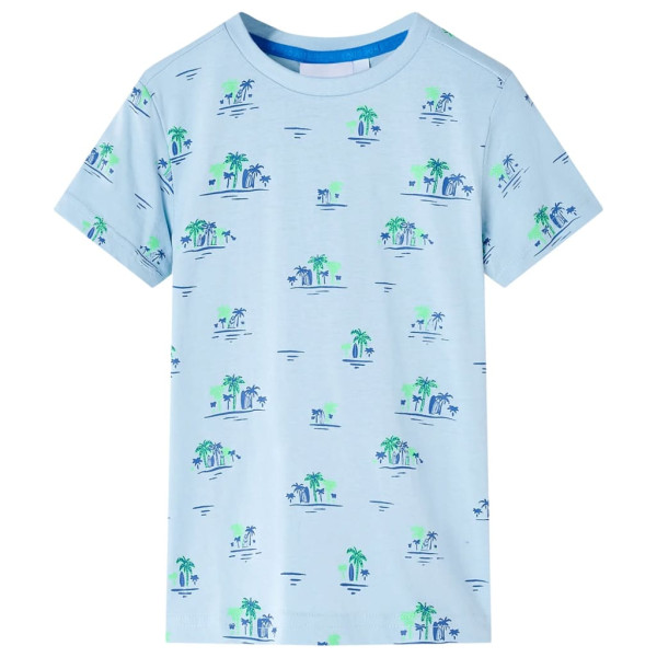 Camiseta para niños con estampado de cocotero azul claro 116 D