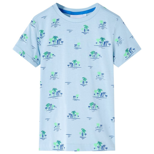 Camiseta para niños con estampado de cocotero azul claro 140 D