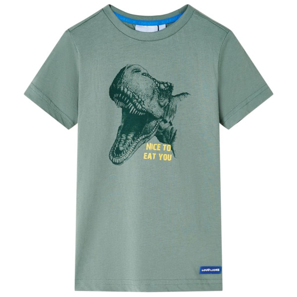 Camiseta para niños con estampado de dinosaurio caqui 92 D