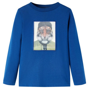 Camiseta de niños de manga larga estampado de tigre azul oscuro 92 D