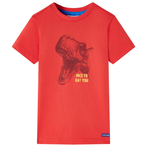 Camiseta para niños con estampado de dinosaurio rojo 116 D