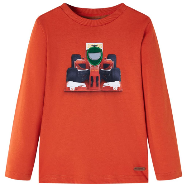 Camiseta niños manga larga estampado coche carreras naranja 140 D