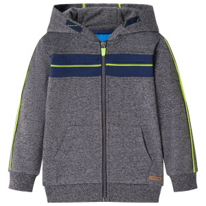 Sudadera para niños con capucha y cremallera gris mélange 140 D