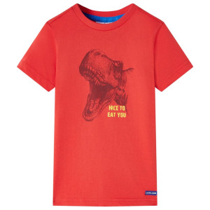 Camiseta para niños con estampado de dinosaurio rojo 92 D