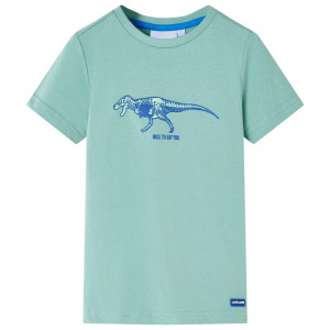 Camiseta para niños con estampado de dinosaurio caqui claro 92 D