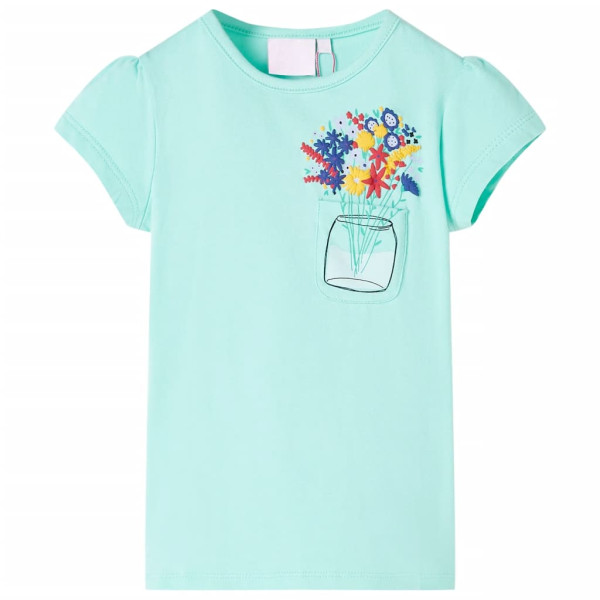 Camiseta para niños con estampado de flores menta claro 140 D