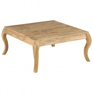 Mesa de centro de madera de mango maciza 80x80x40 cm D