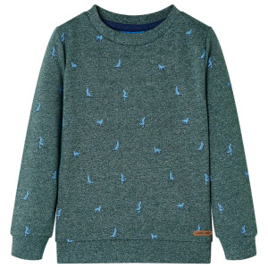 Sudadera para niños con estampado de perritos verde oscuro melange 92 D