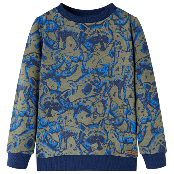 Sudadera para niños con estampado de mapaches y zorros caqui 140 D