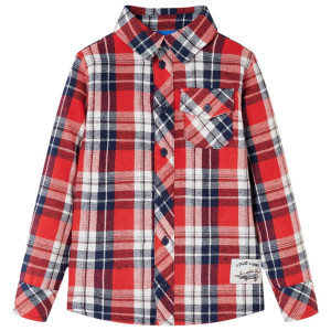 Camisa a cuadros para niños rojo y azul marino 104 D