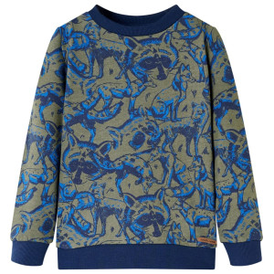 Sudadera para niños con estampado de mapaches y zorros caqui 92 D