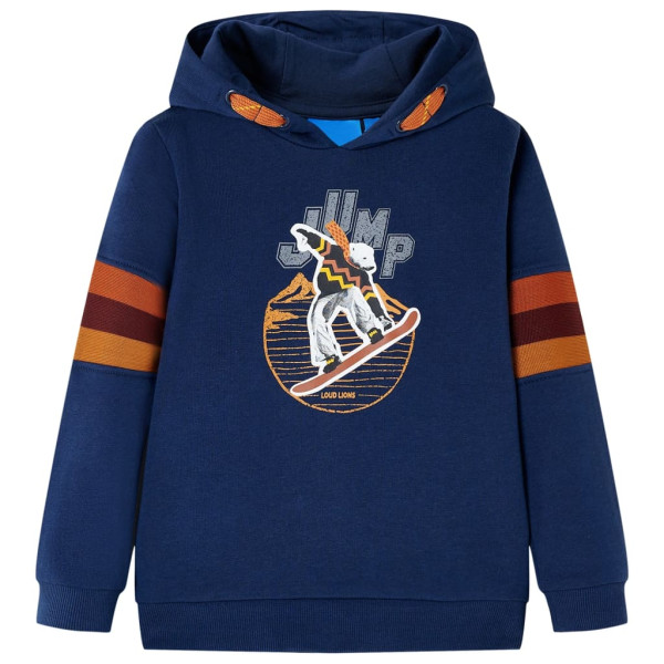 Sudadera con capucha para niños estampado oso snowboard azul marino 92 D