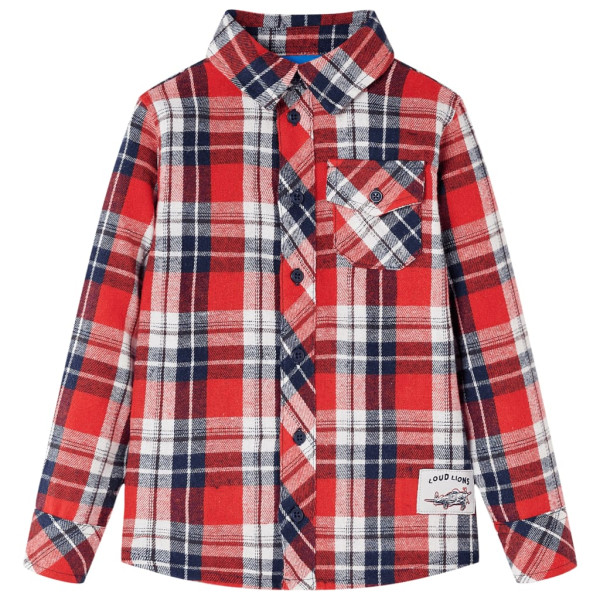 Camisa a cuadros para niños rojo y azul marino 116 D