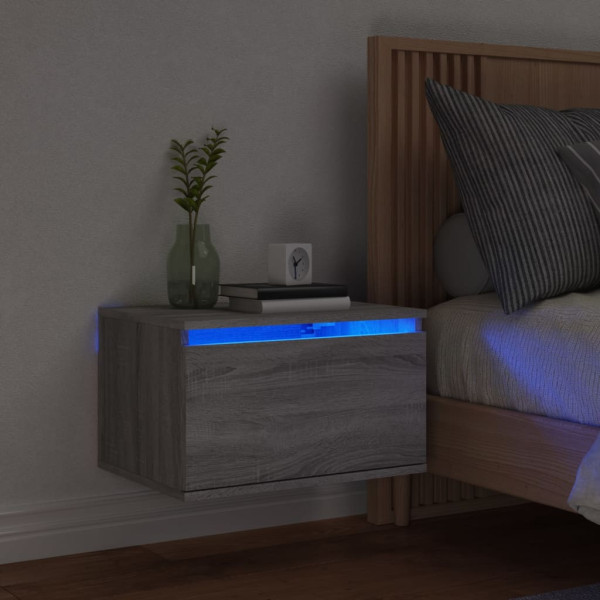 Mesa de noite de parede com luzes LED cinza Sonoma D