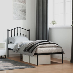 Estructura de cama con cabecero metal negro 75x190 cm D